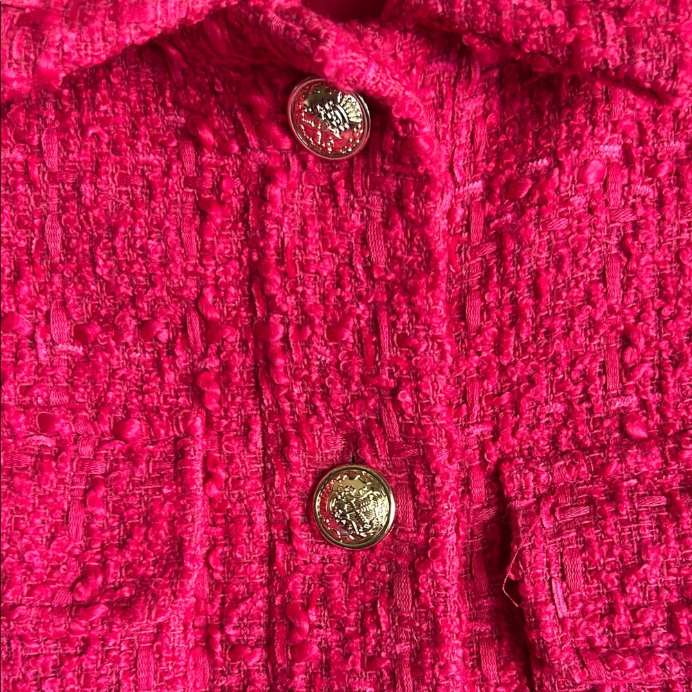 Rachel Zoe Fuchsia Cropped Tweed Blazer - Picture 7 of 14